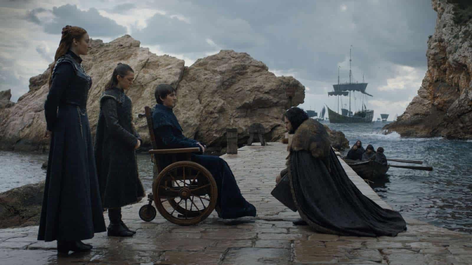 Kit Harington, Maisie Williams, Isaac Hempstead Wright, and Sophie Turner as Jon Snow, Arya Stark, Bran Stark and Sansa Stark in Game of Thrones (2011) Kit Harington, Maisie Williams, Isaac Hempstead Wright, and Sophie Turner as Jon Snow, Arya Stark, Bran Stark and Sansa Stark in Game of Thrones (2011)